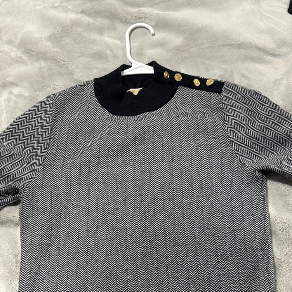 Michael Kors Black and Gray Crewneck with Gold Accents
